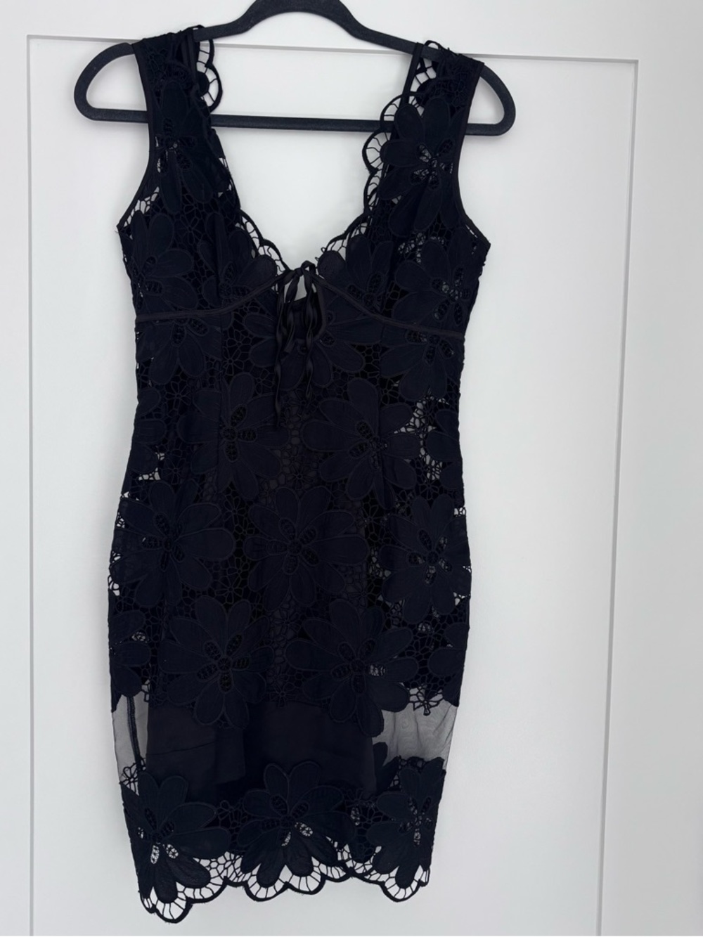 For Love & Lemons Black Sheer Lace Dress w/ Slip